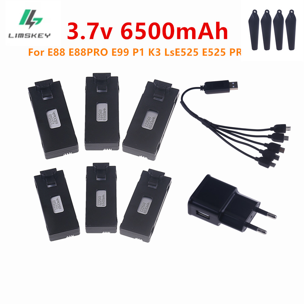 Drone Rc E88 Pro - 3.7V 6500mAh 리포 배터리 및 충전기