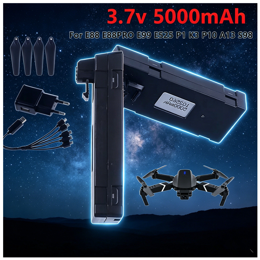 3.7V 5000mAh 충전식 리튬 이온 배터리 또는  - Drone Rc E88 Pro 리뷰 및 가격