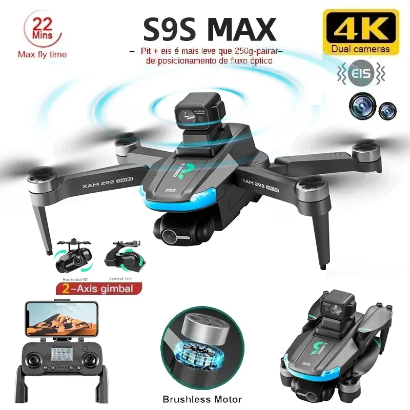 새로운 S9S MAX 미니 드론 4K 2축 PTZ HD - Drone Rc Helicopter With Camera 리뷰 및 가격